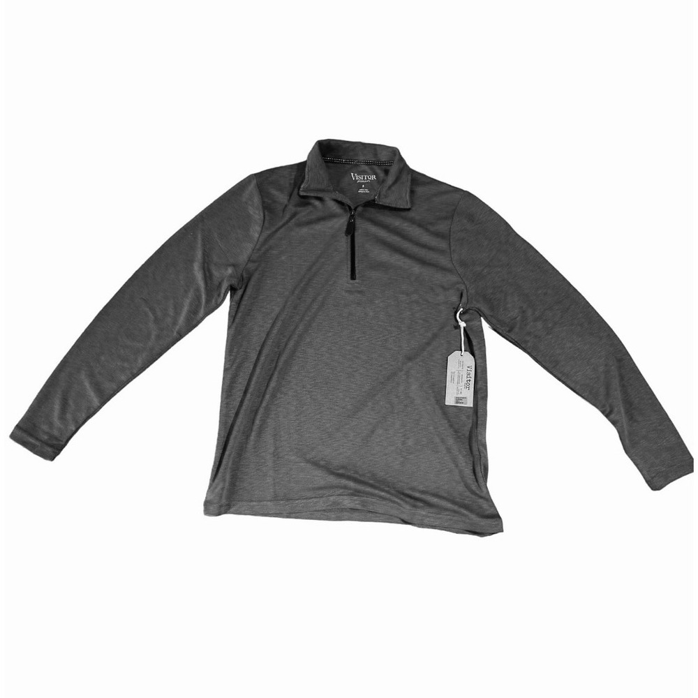 VISITOR Premium Men's Charcoal Gray 1/4 Zip Long Sleeve Pullover Shirt‎ Size M